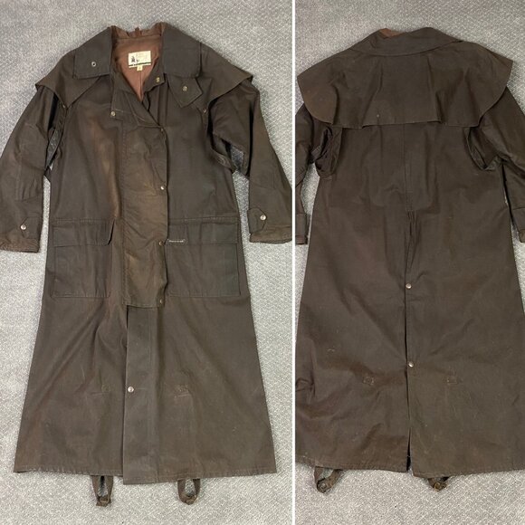 Vintage Outback Trading Company Co. Oilskin Duster Jacket Coat Men's Small Waxed - Picture 3 of 14